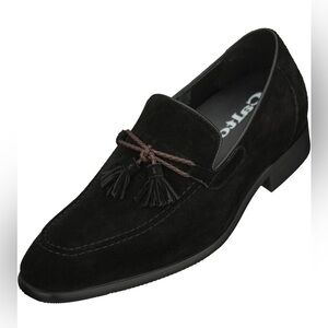 CALTO Men's Invisible Height Increasing Elevator Shoes - Black Premium Leather